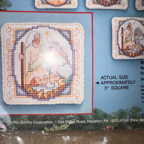 NOS Vintage 1993 Bucilla Nativity Counted Cross Stitch Ornament Kit Linda Gillum - Picture 6 of 7